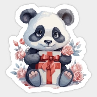 Cute Panda with gifts Sticker